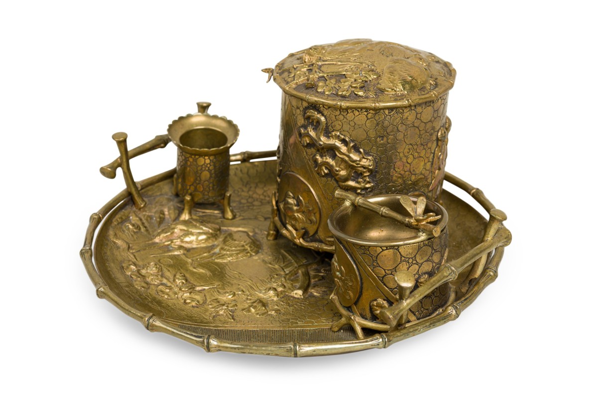 English regency bronze smoking set