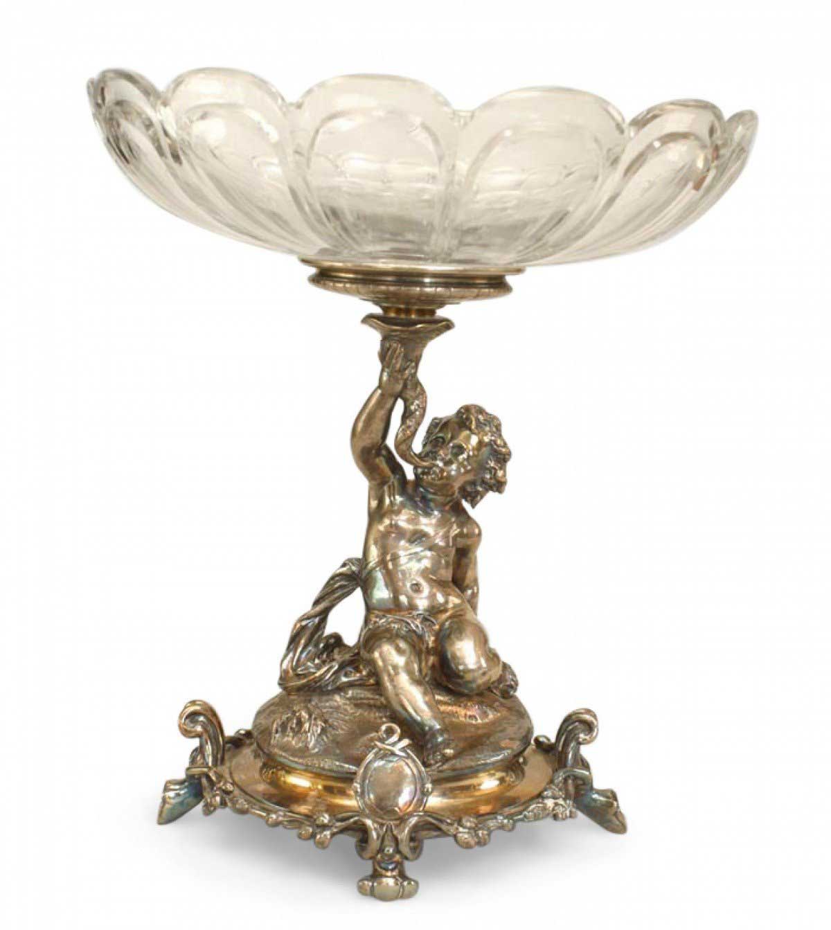 French louis xv silver plate cupid compote