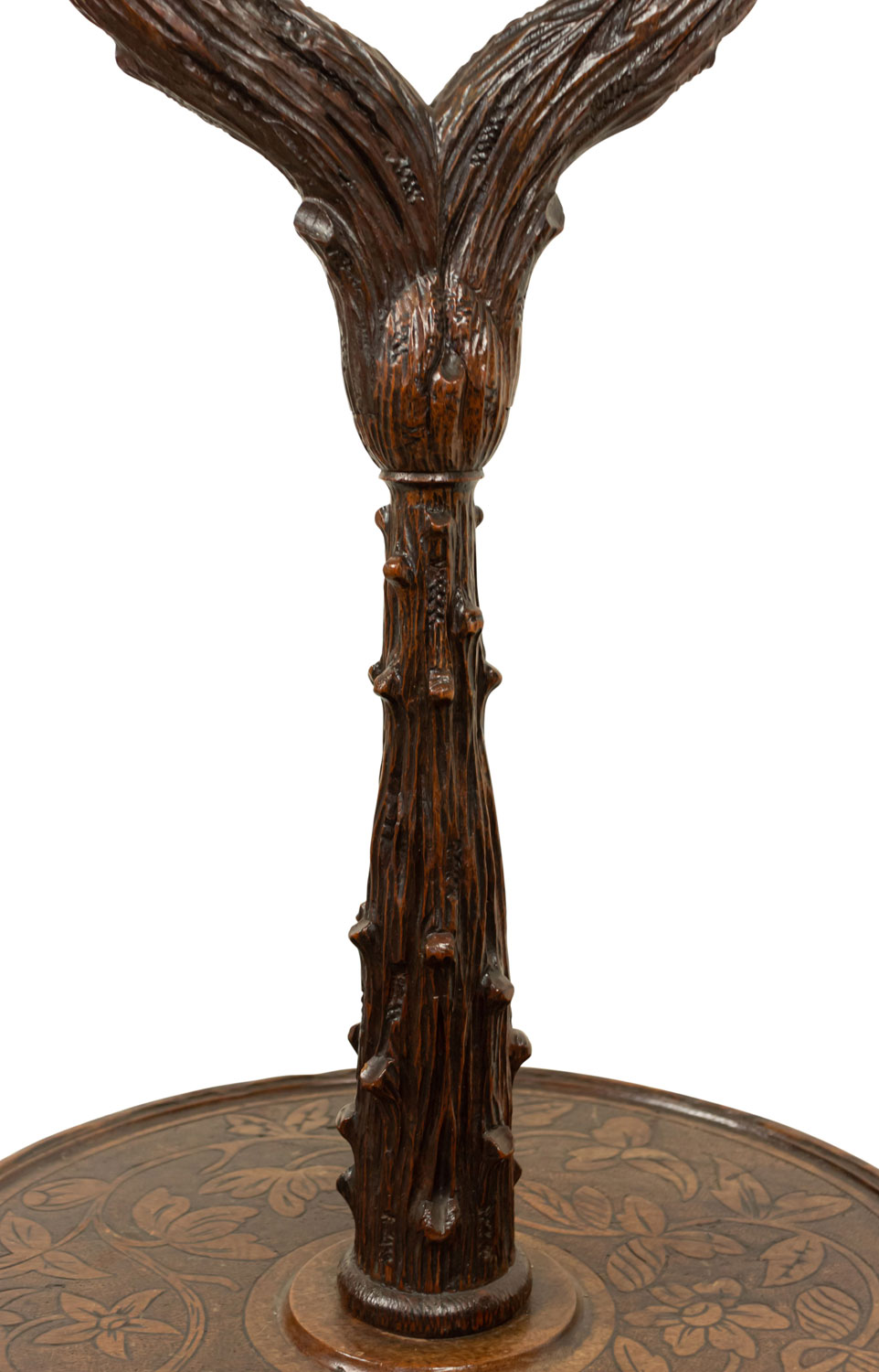 Table Mirror Rustic Black Forest Carved Walnut Shaving / Dressing