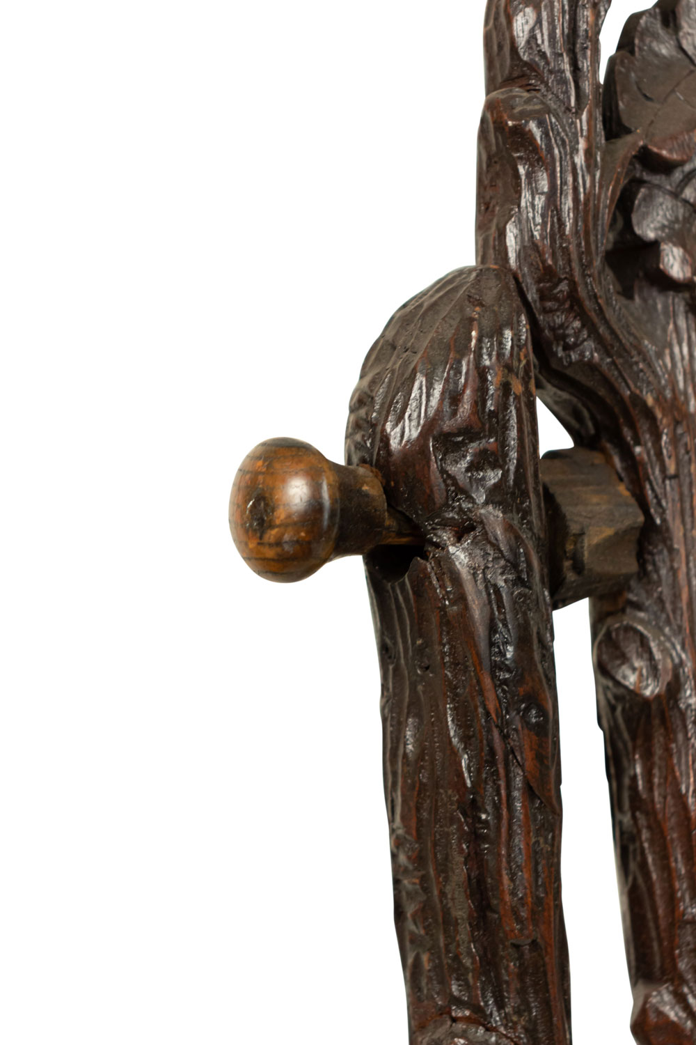 Table Mirror Rustic Black Forest Carved Walnut Shaving / Dressing