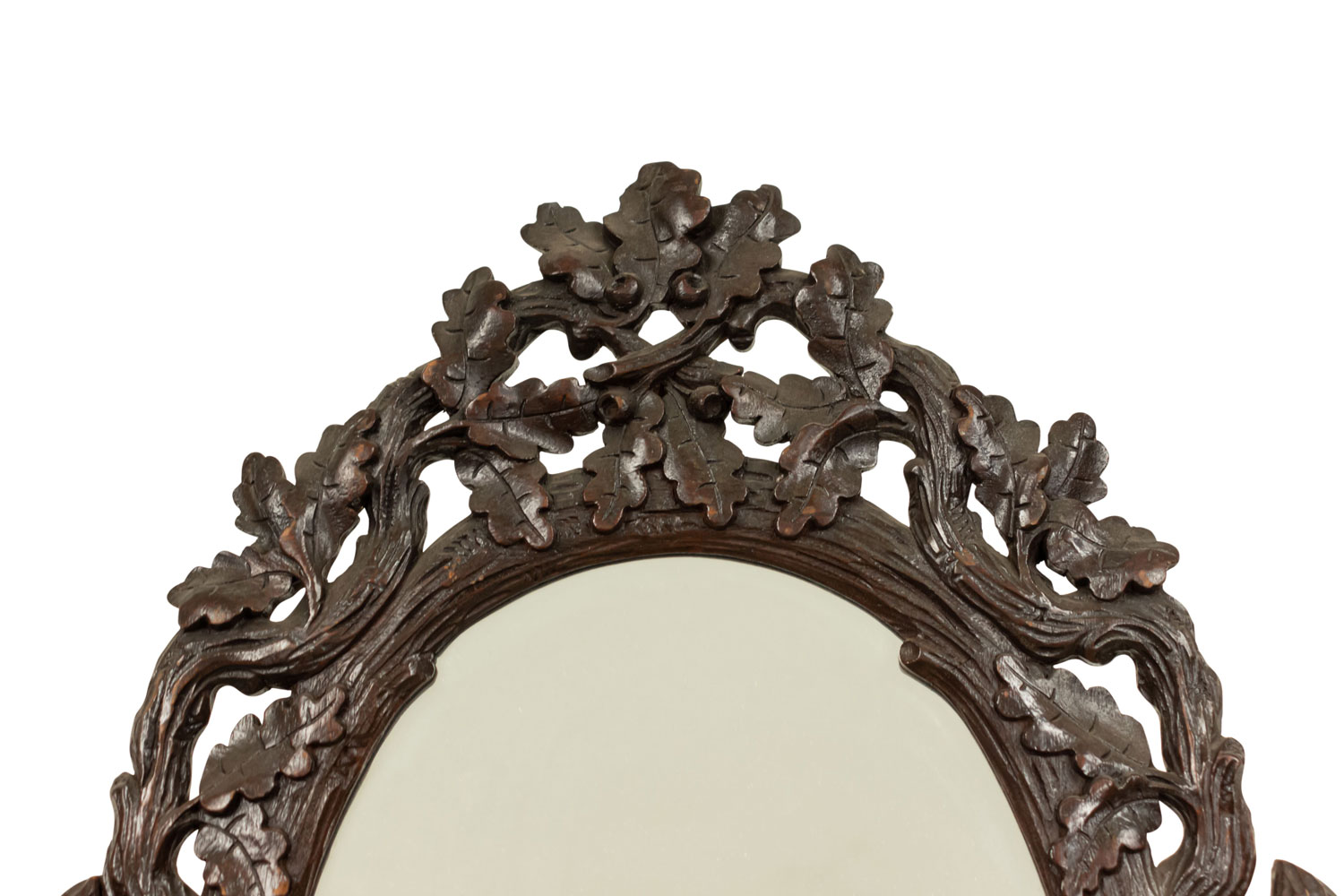 Table Mirror Rustic Black Forest Carved Walnut Shaving / Dressing