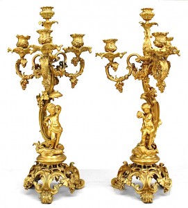 French louis xv style bronze dore candelabras