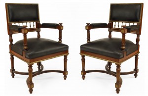 French louis xvi leather arm chairs