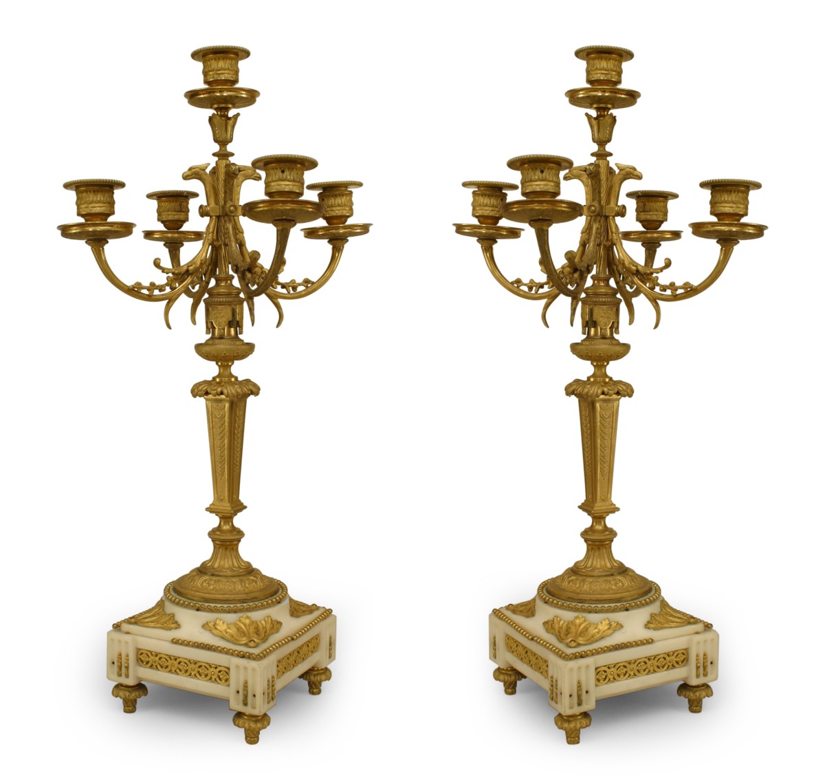 French louis xvi bronze dore candelabra with eagle heads