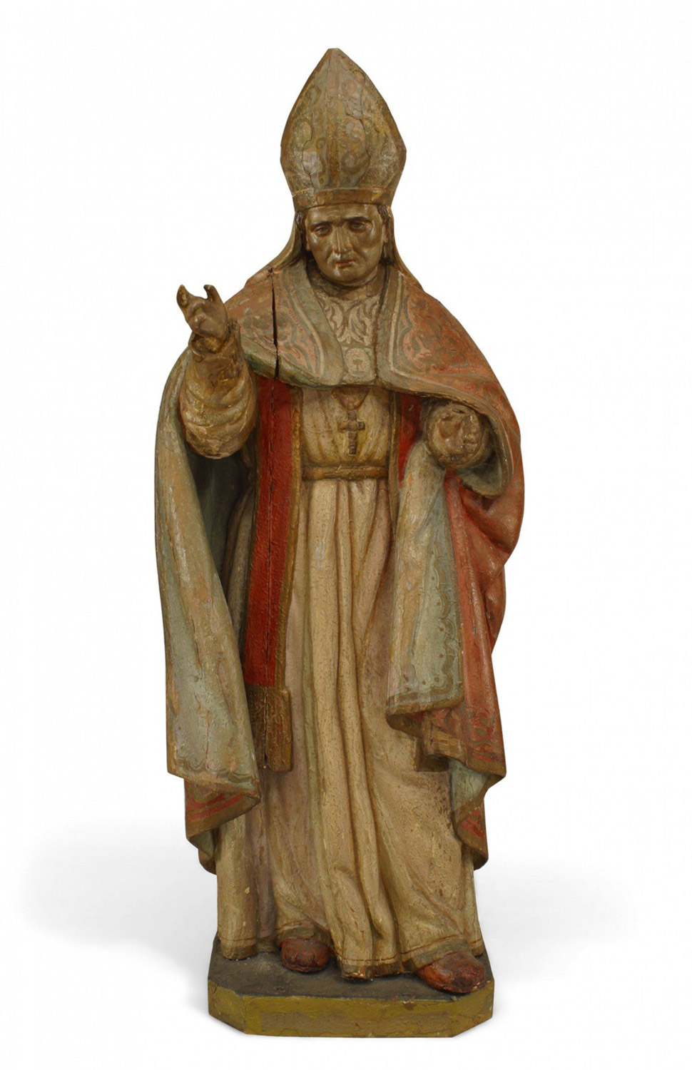 Italian renaissance polychromed pope figure