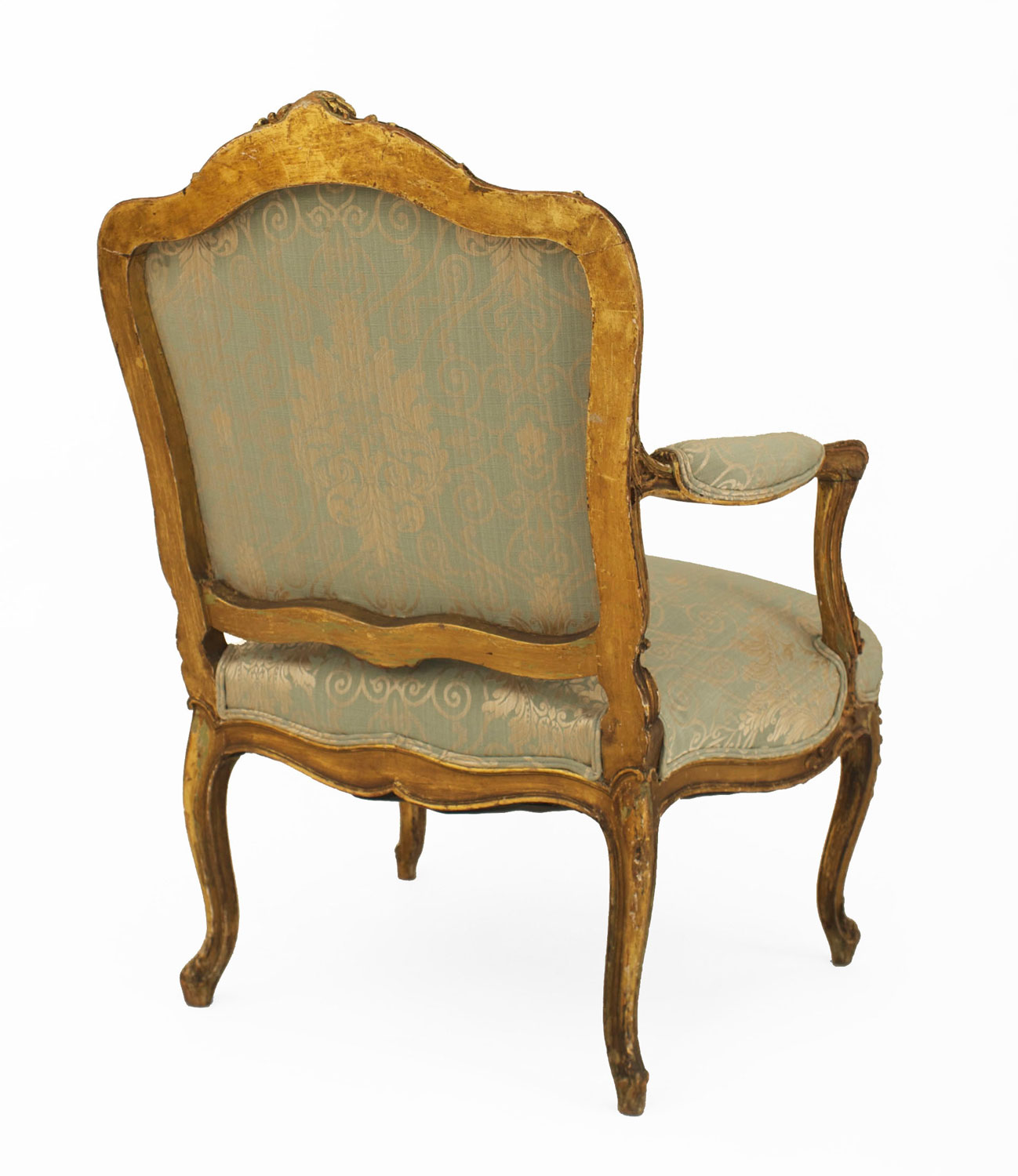 French louis xv green damask living room set 2