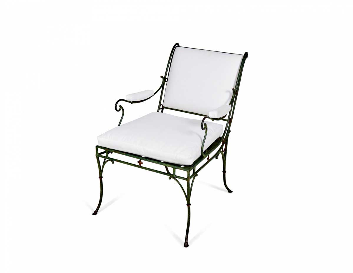 French iron sleigh back arm chair