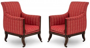 Russian neoclassic mahogany bergeres arm chair
