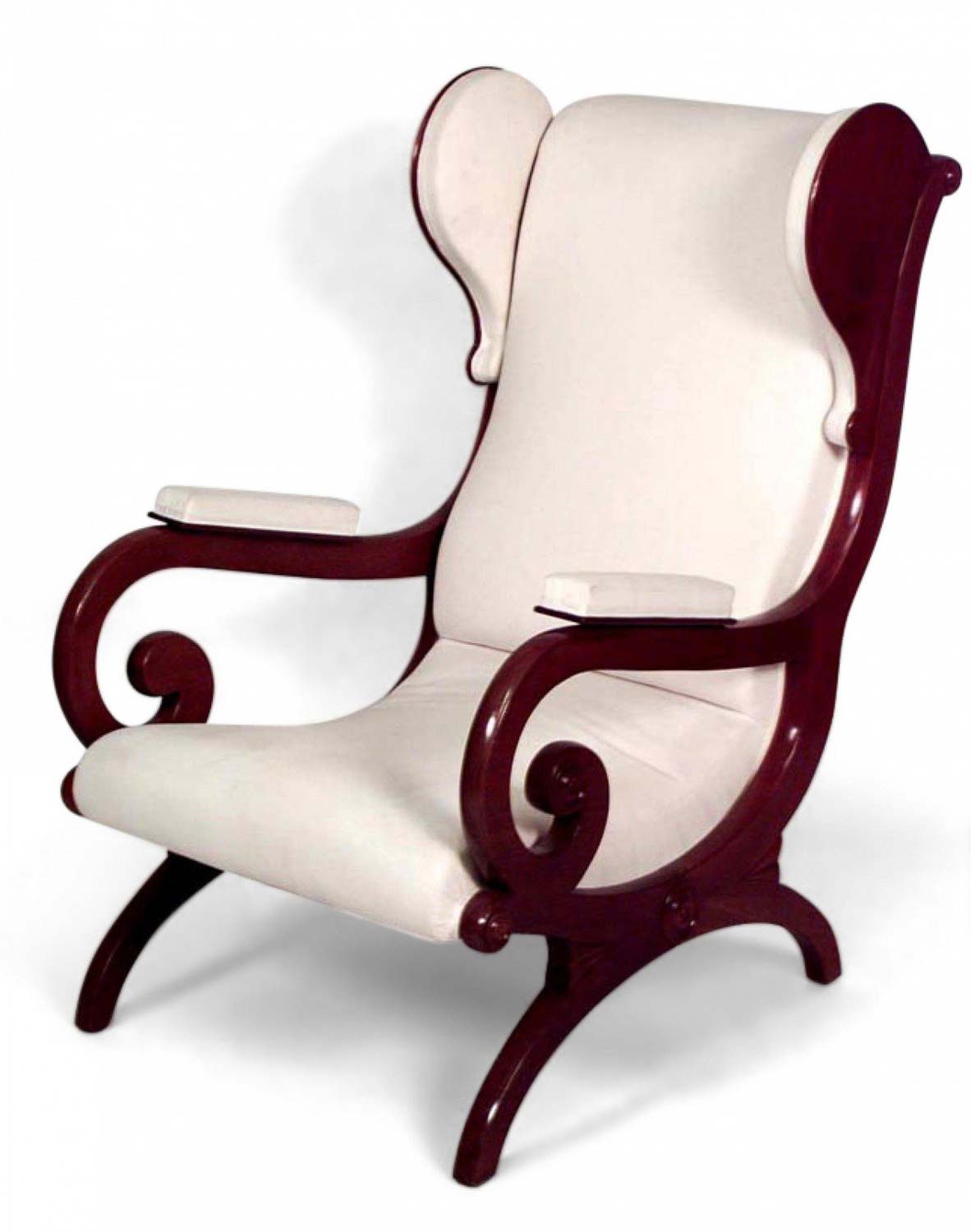 German biedermeier mahogany wing chair
