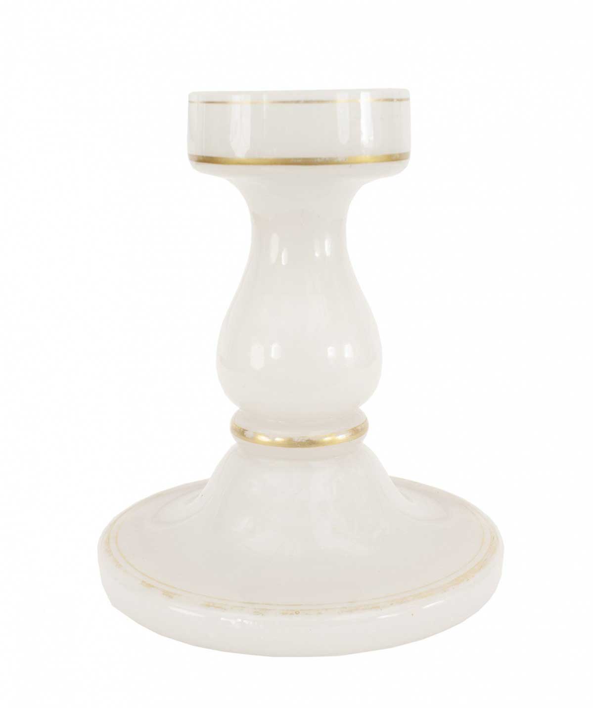 French victorian white opaline candle holder