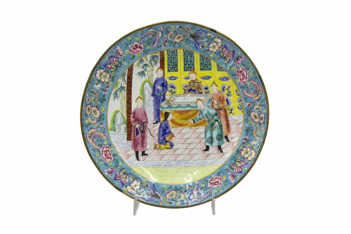 Set of 8 chinese enamel plate
