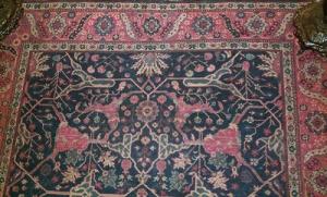 Persian blue and red wool rug 1