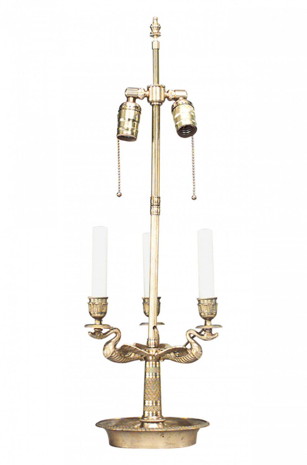 French empire style bronze swan table lamp