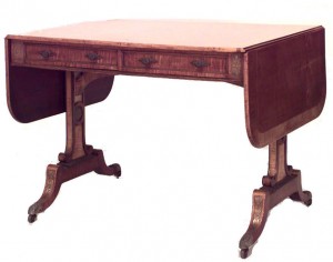 English regency brass and satinwood davenport 1