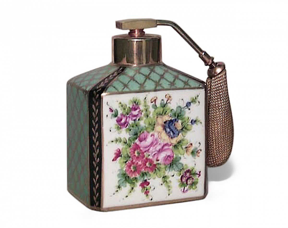 French victorian floral porcelain perfume atomizer