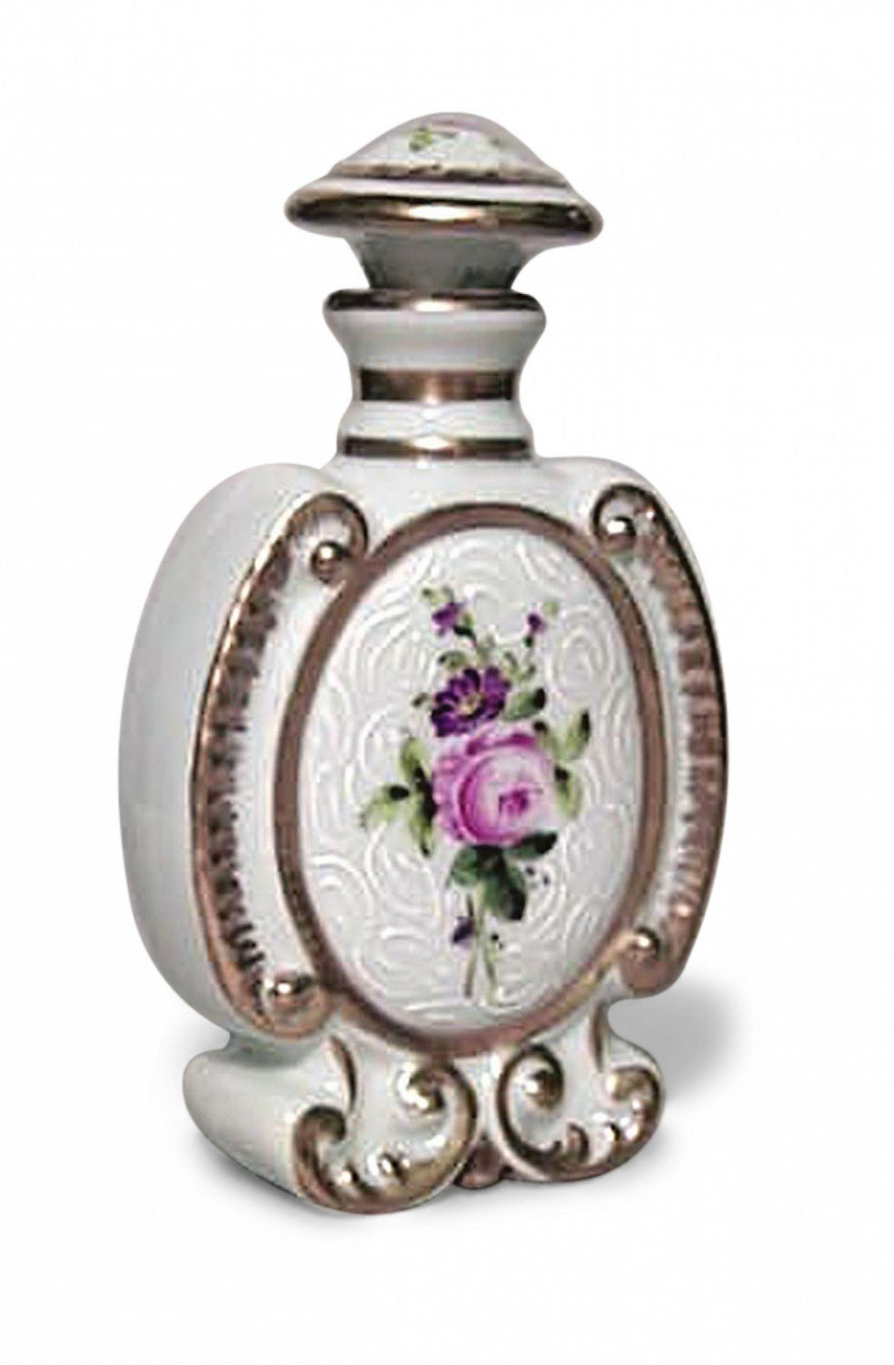French victorian floral porcelain perfume bottle 1