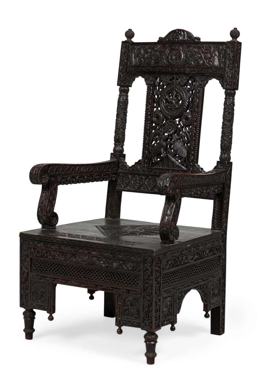 Asian burmese ebonized arm chair