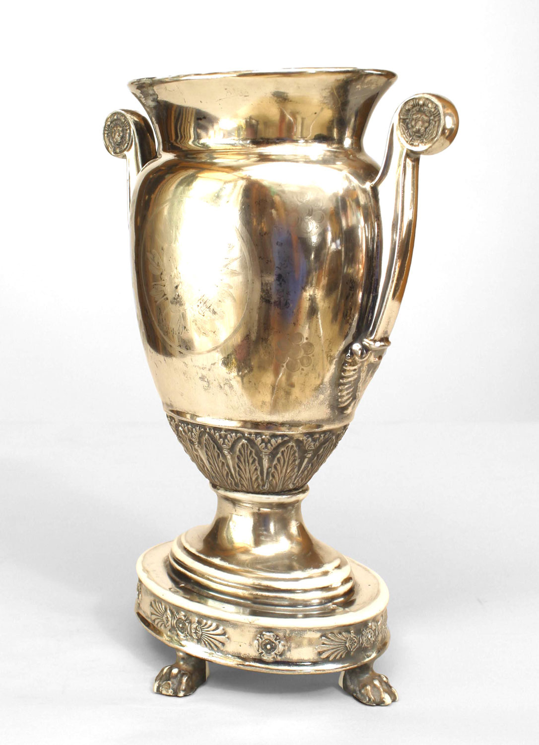 English Regency Style Silver Plated Porcelain Vases
