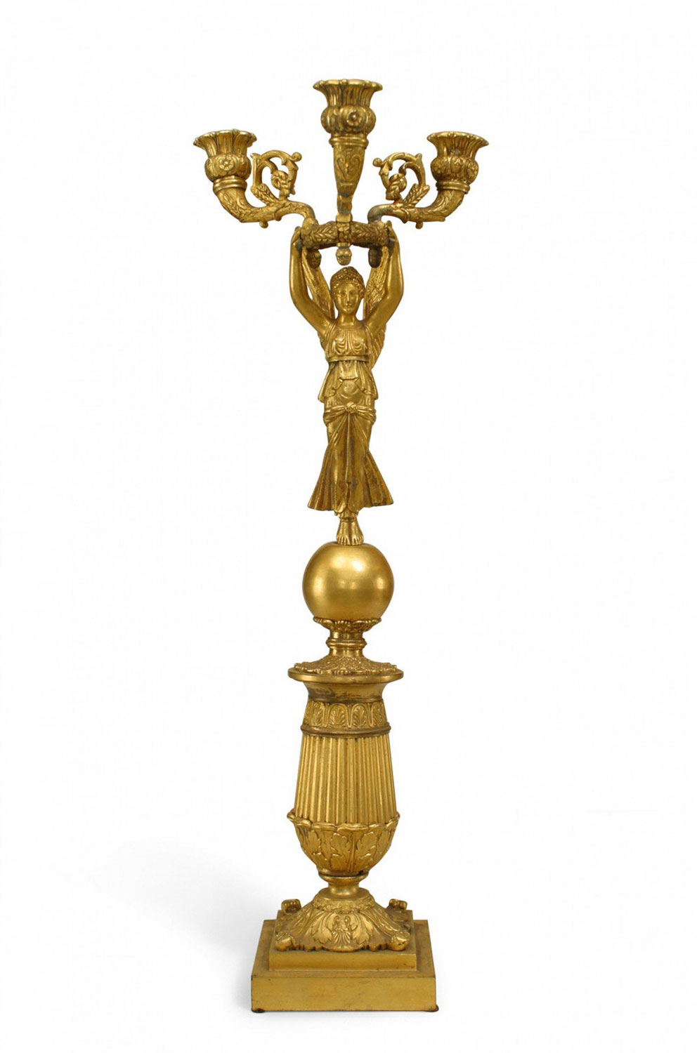 French empire bronze dore candelabra with winged figure