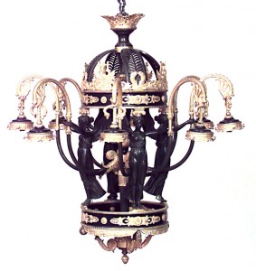 French empire style bronze dore caryatid chandelier