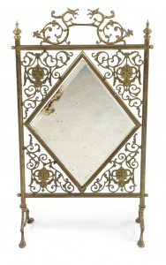Victorian brass fire screen 1