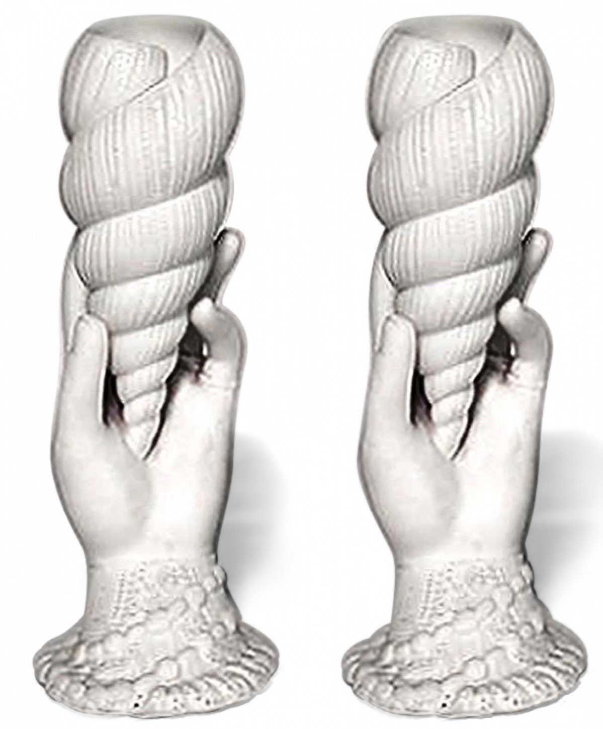 Pair of french victorian white parian porcelain hand vases