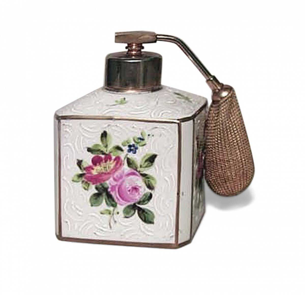 French victorian floral porcelain perfume atomizer 2
