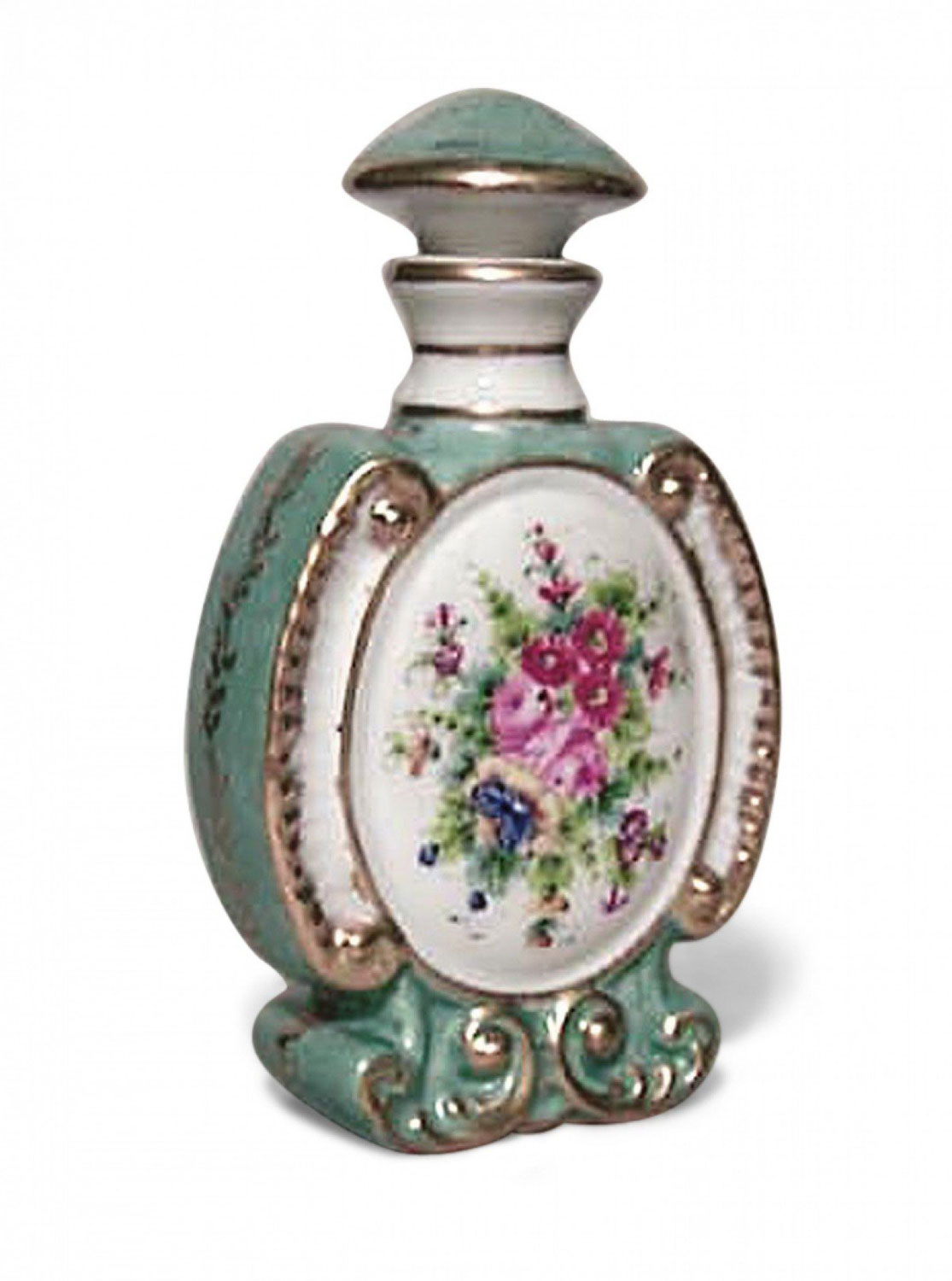 French victorian floral porcelain perfume bottle