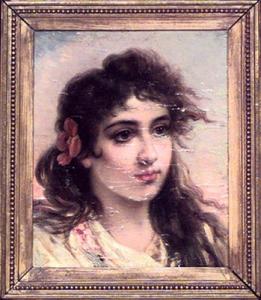 English victorian lady with flower portrait
