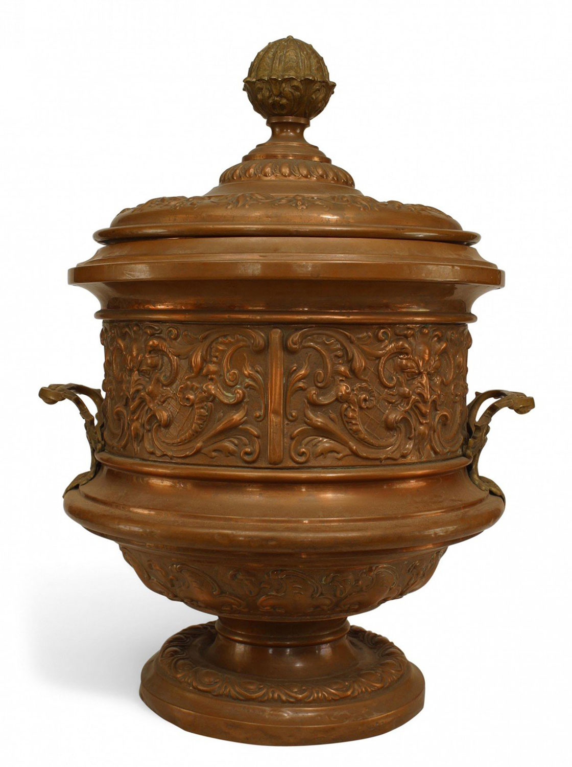 English victorian hammered copper centerpiece