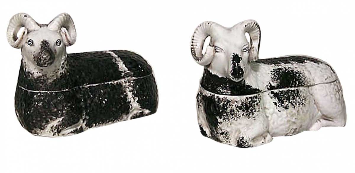 Russian porcelain ram shaped boxes 1