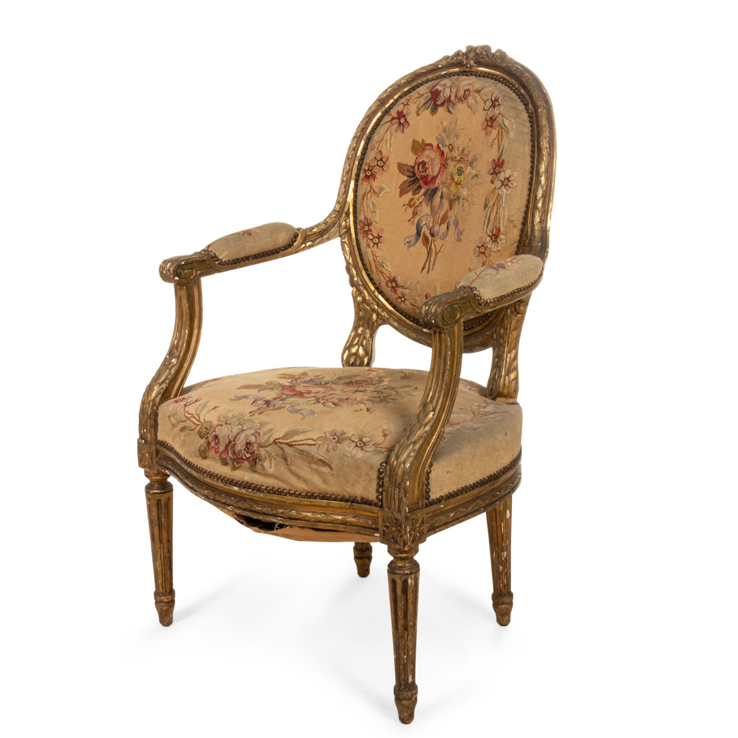 French louis xvi upholstered arm chairs 1