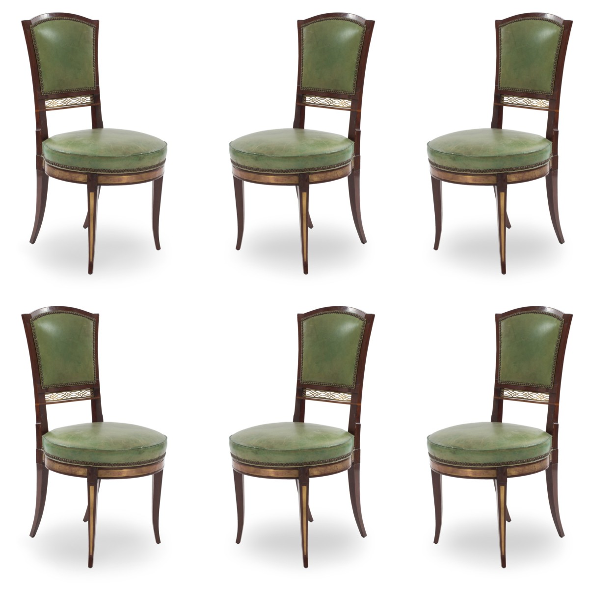 Russian neo classic mahogany green chairs