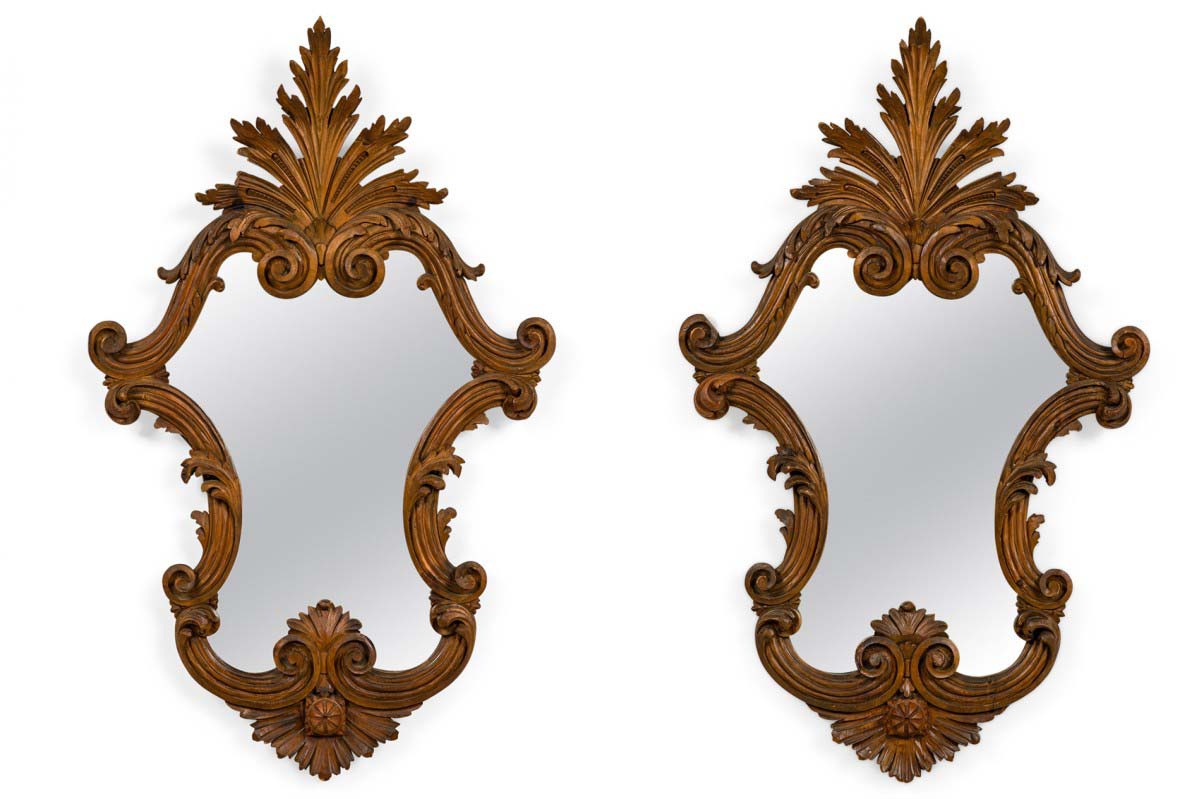 Italian rococo carved fruitwood wall mirrors 1
