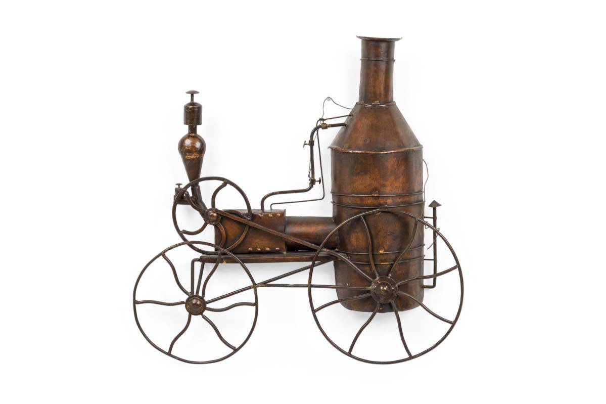 American country copper steam engine wall plaque