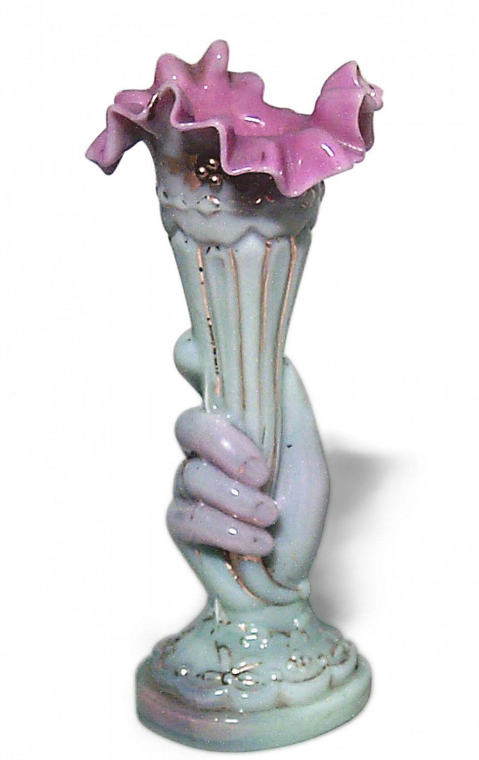French victorian opaline cornucopia and hand vase
