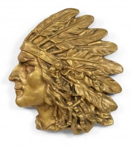 American bronze indian head wall plaque