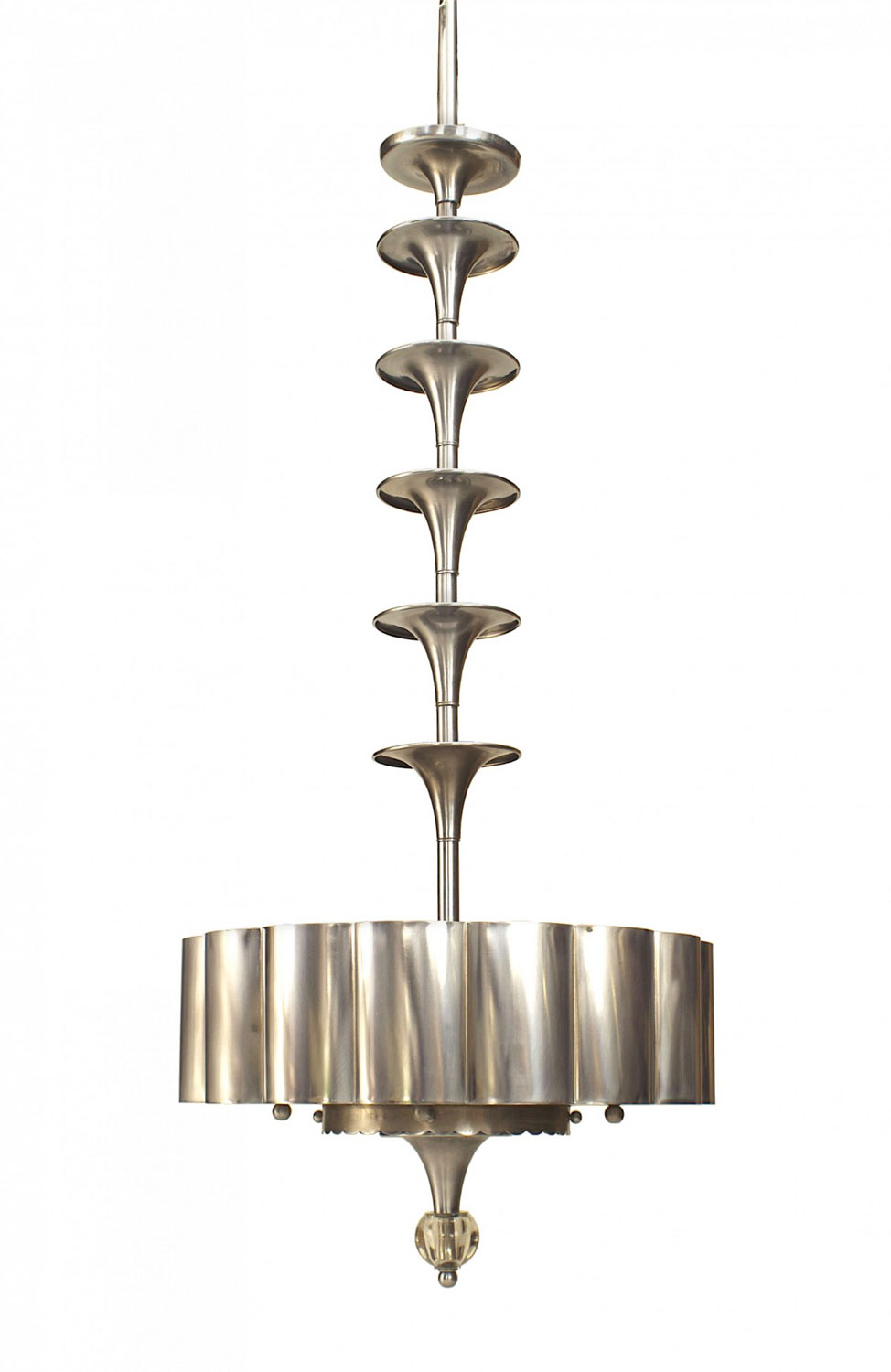 American art moderne 6 tier chrome chandelier 1