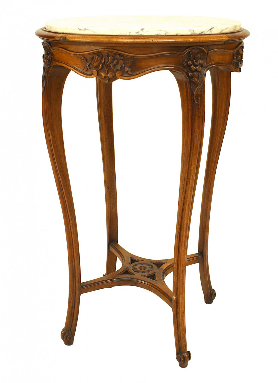 French louis xv walnut round end table