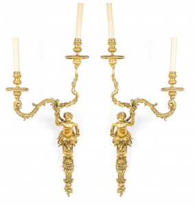 French louis xv style bronze dore wall sconce