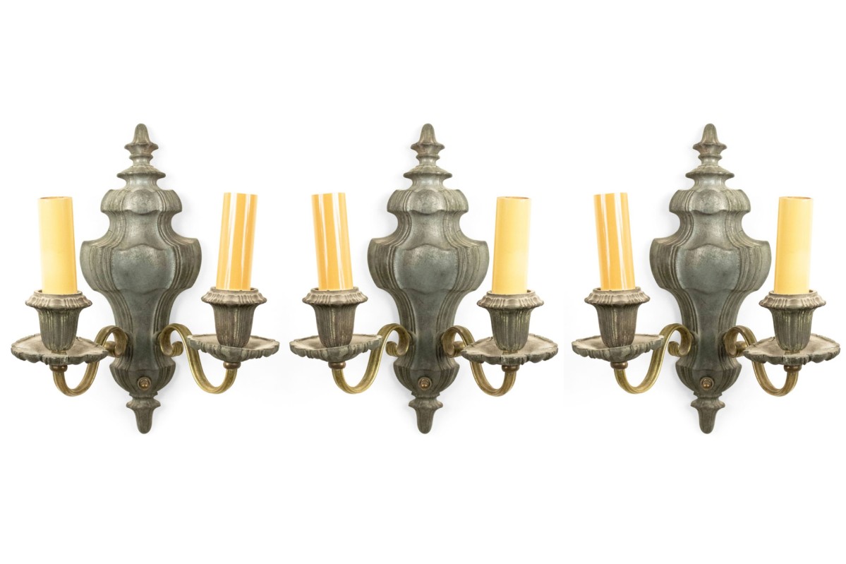 English georgian pewter and brass wall sconces 1