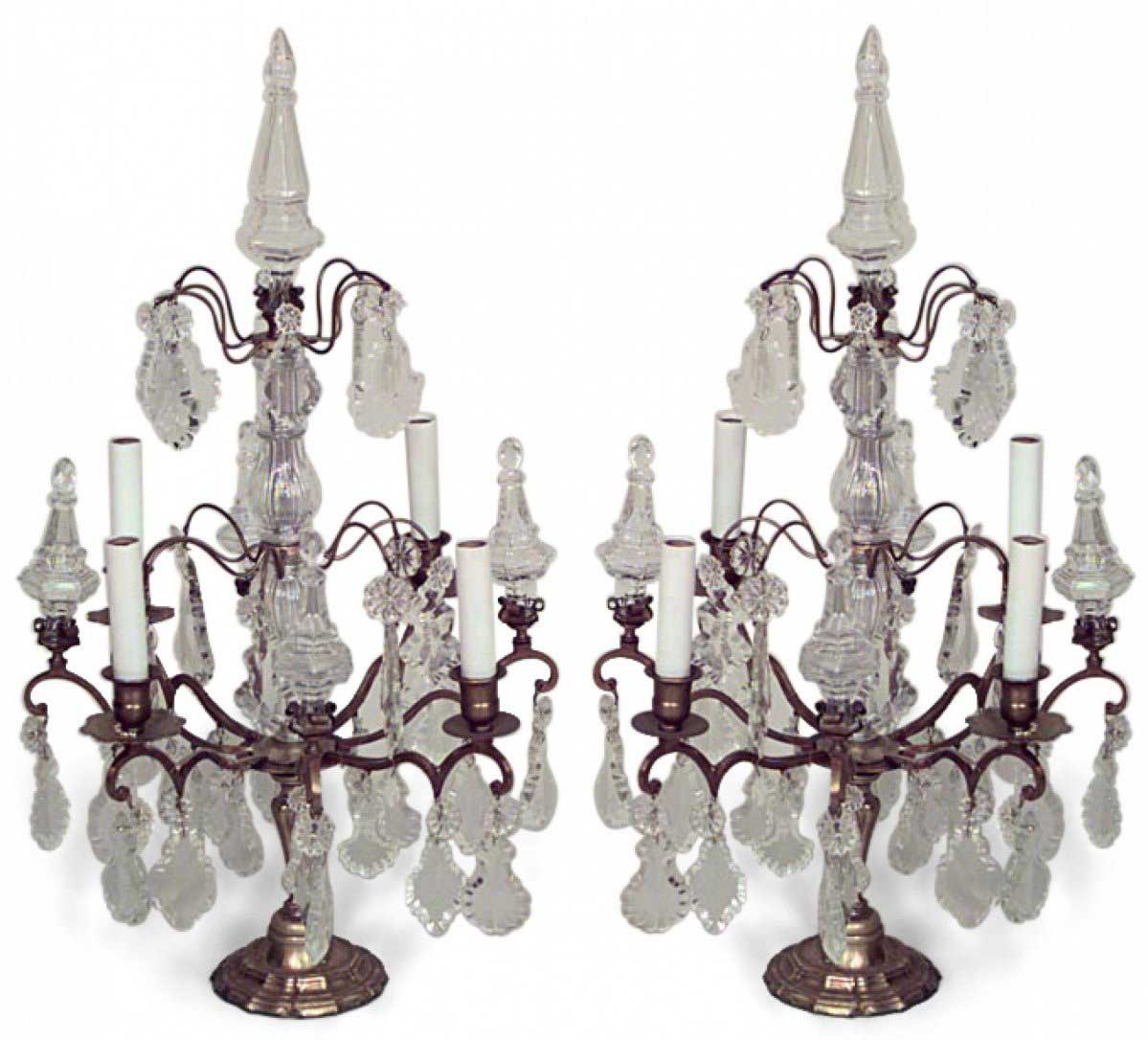 French louis xv bronze and crystal candelabras