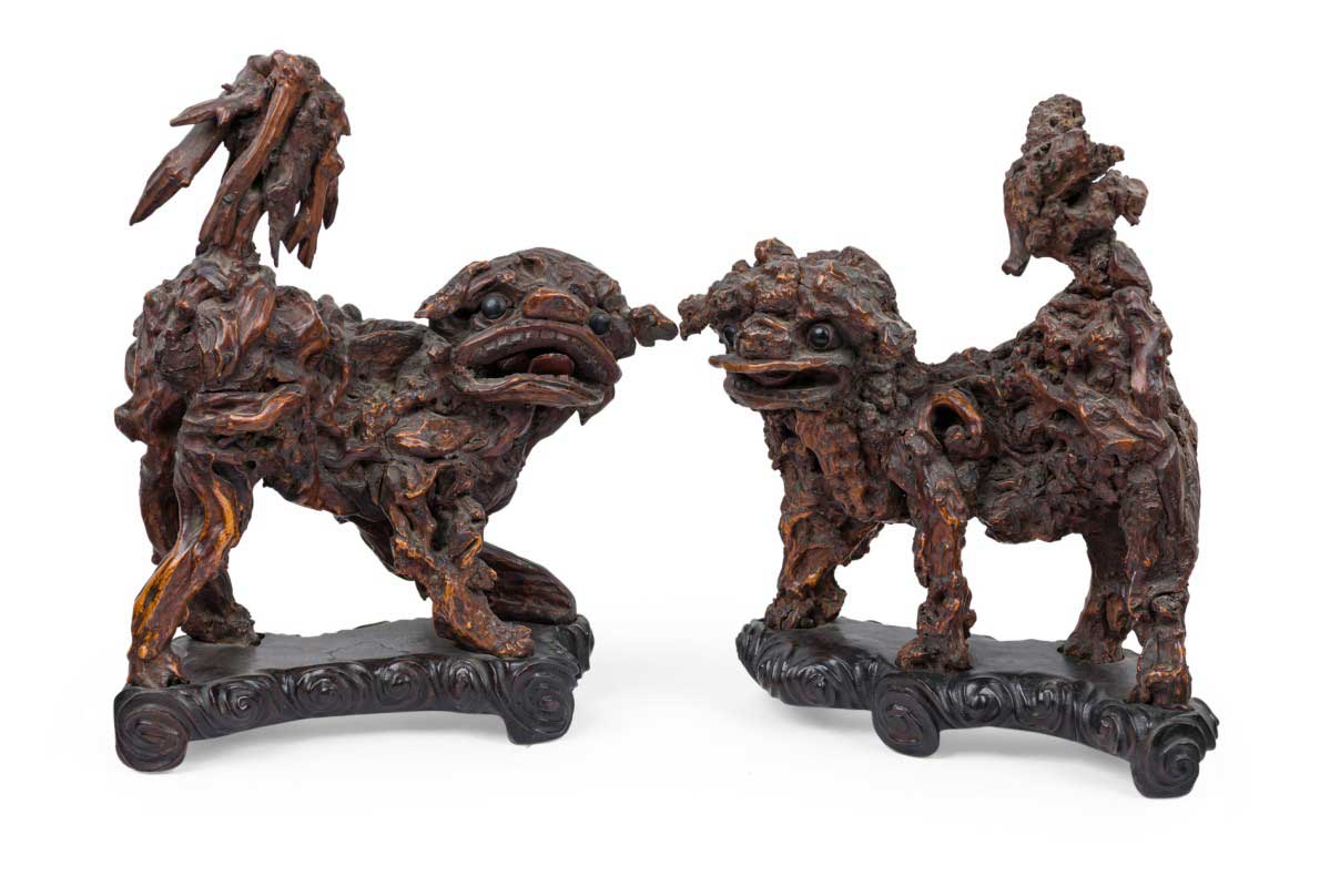 Chinese root foo dog figures