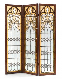 Gothic revival oak 3 fold screen 1