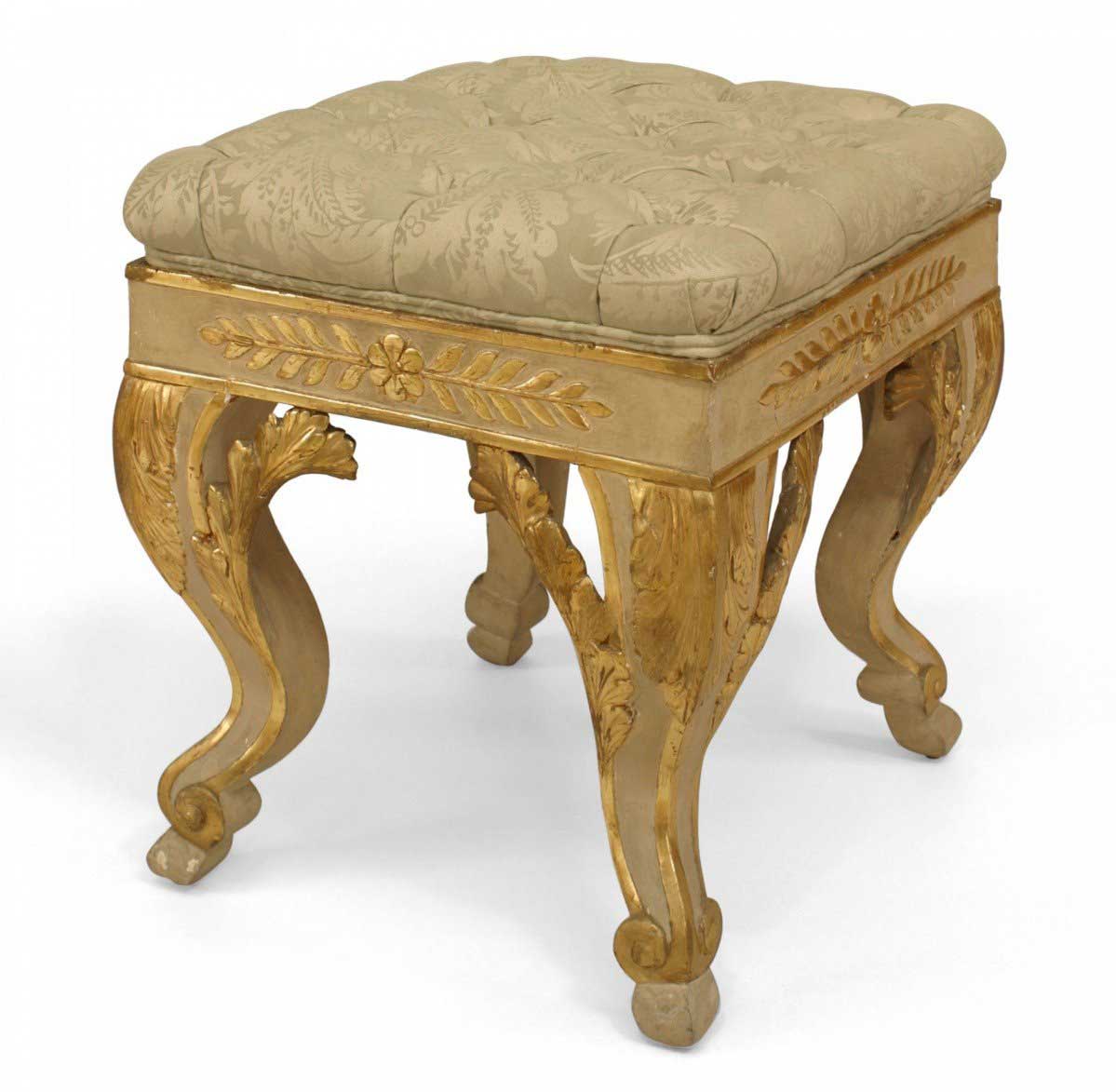 Italian neoclassic upholstered stool