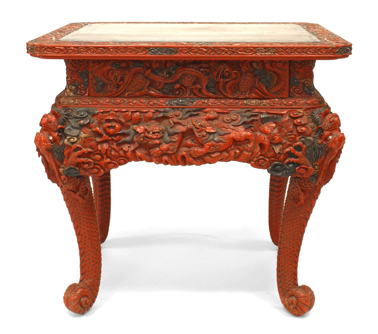 Asian chinese red lacquered tea table