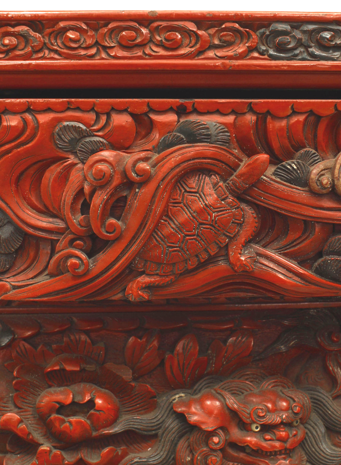 Asian chinese red lacquered tea table