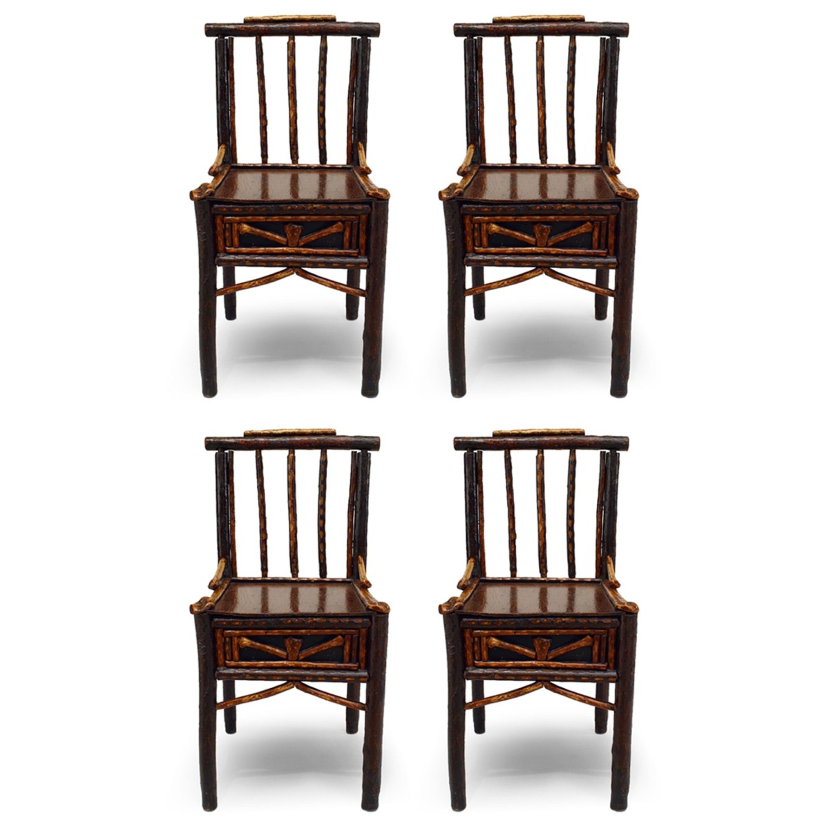 Seating chair set rustic adirondack wood 040924a
