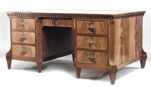 English sheraton mahogany kneehole partners desk
