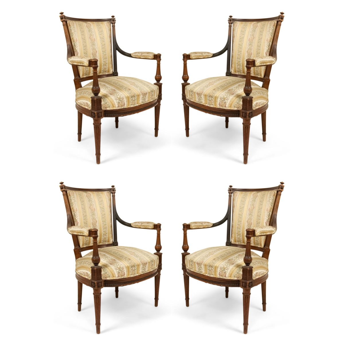 French louis xvi striped arm chairs 1